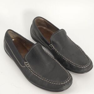 ECCO Driving Loafers Moc Toe Pebbled‎ Leather Shoes Black Men's 46 12 US